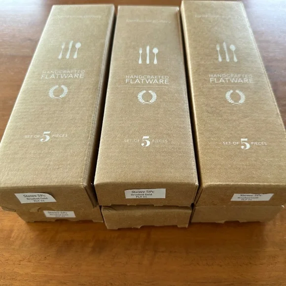 NEW Brushed Gold Flatware "Farmhouse Pottery" brand (six sets of Stowe 5 piece) - Picture 12 of 12